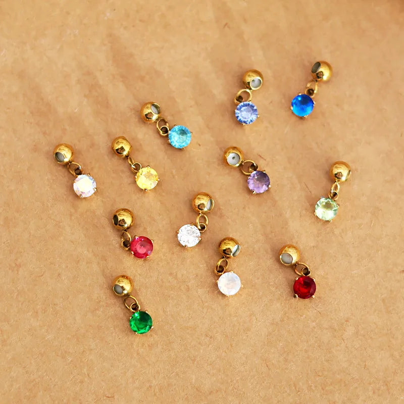 Birthstone charms - Gold Threader Stainless Steel Diamanté
