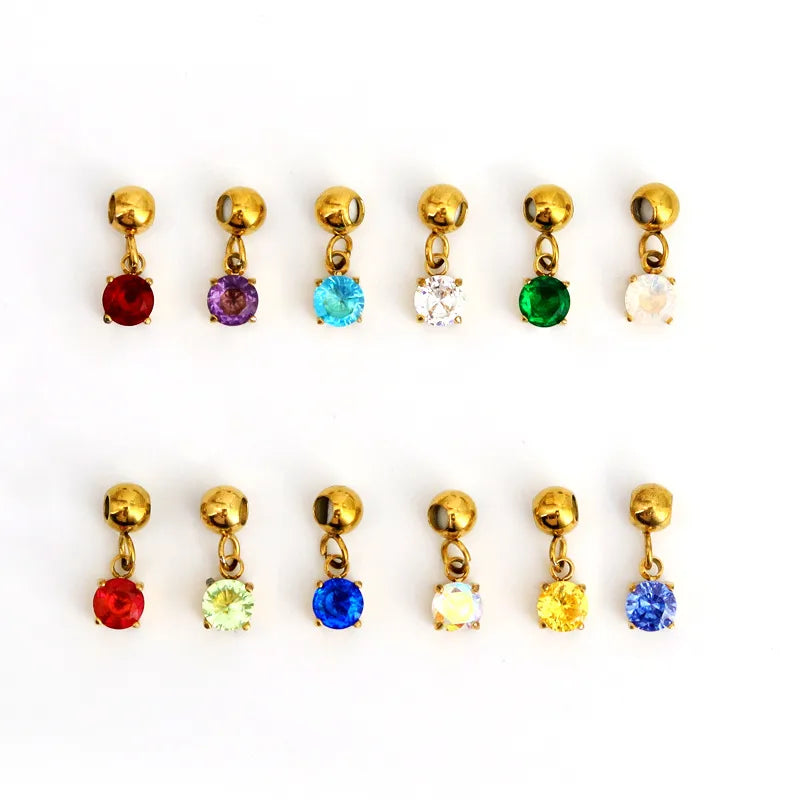 Birthstone charms - Gold Threader Stainless Steel Diamanté