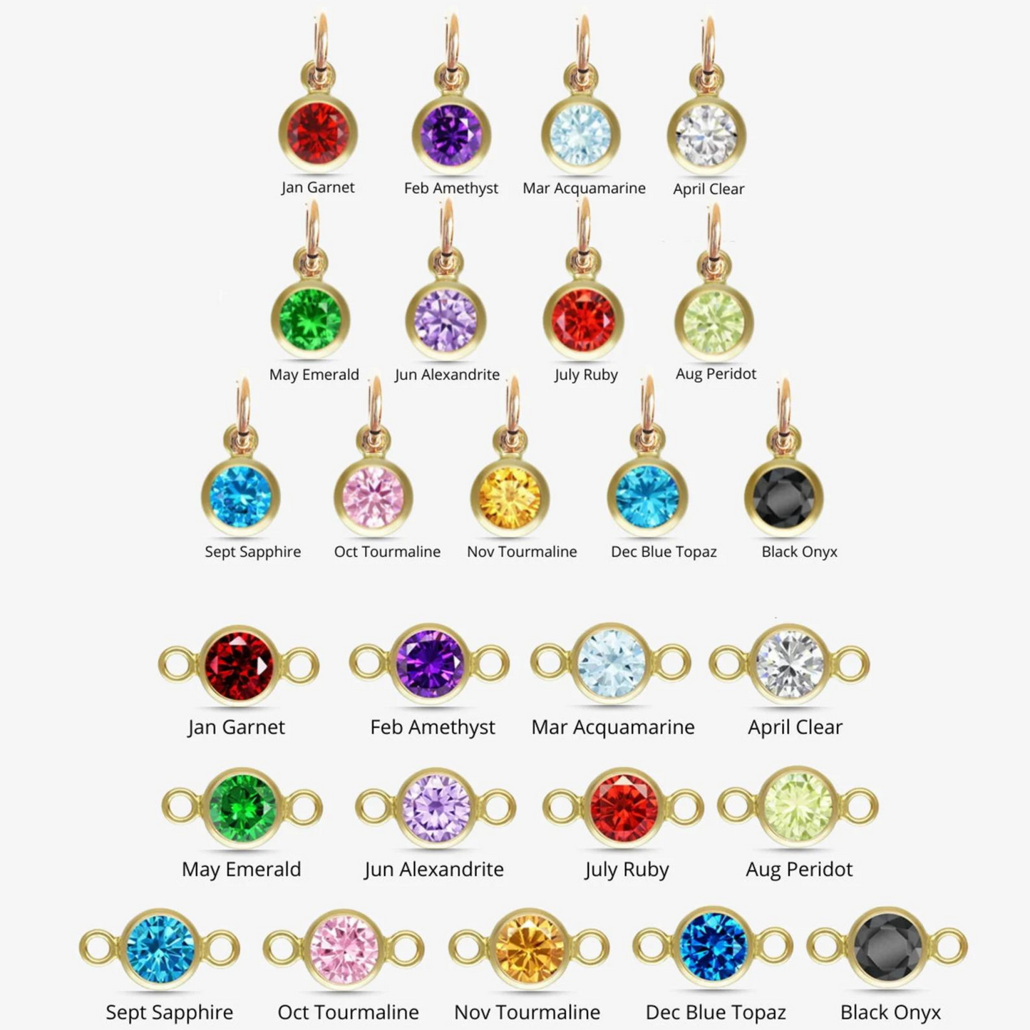 Birthstone Charms - Gold Filled Diamanté
