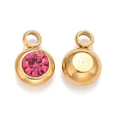 Birthstone charms - Gold Stainless Steel Diamanté