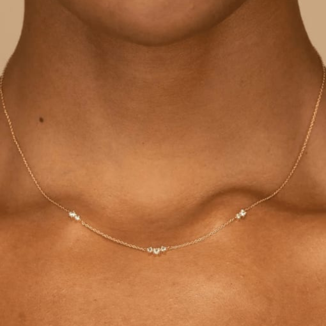 Diamanté fracture layering necklace