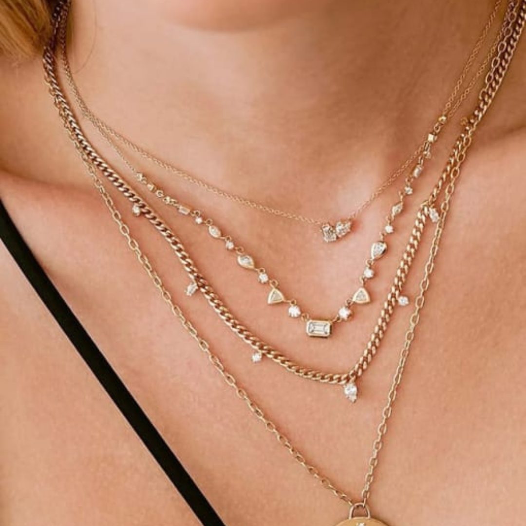 Diamanté double fracture necklace