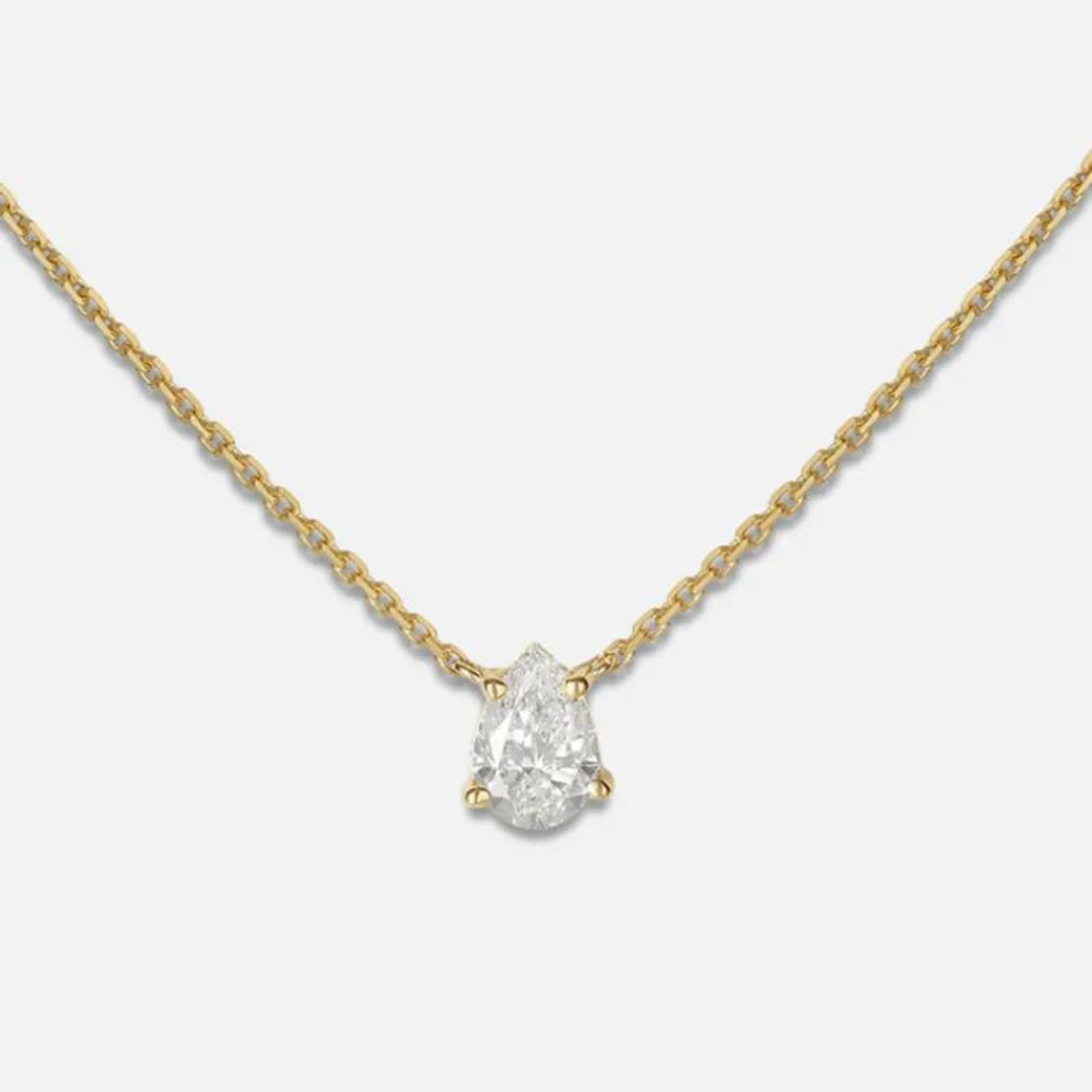 Diamanté oval & teardrop single fracture necklace