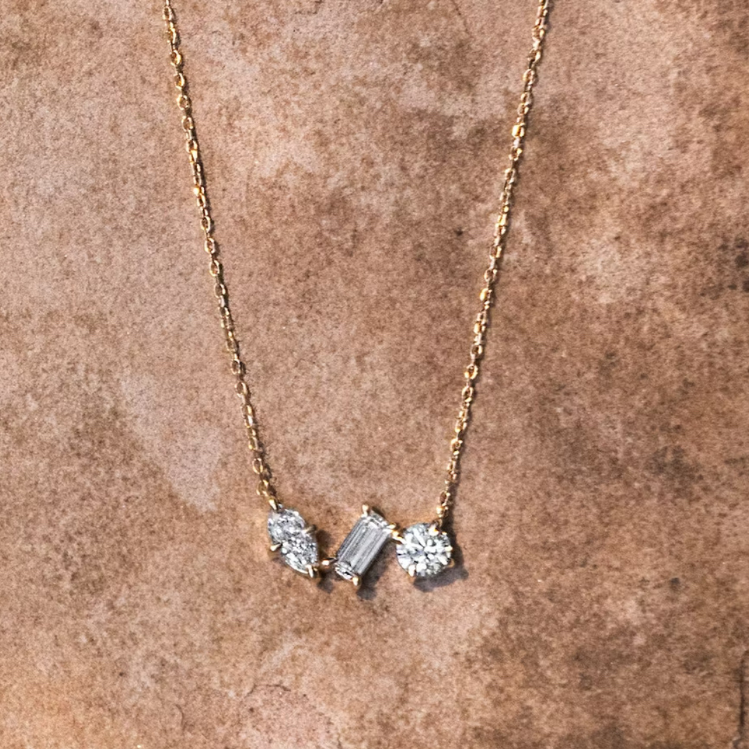 Diamanté triple fracture necklace