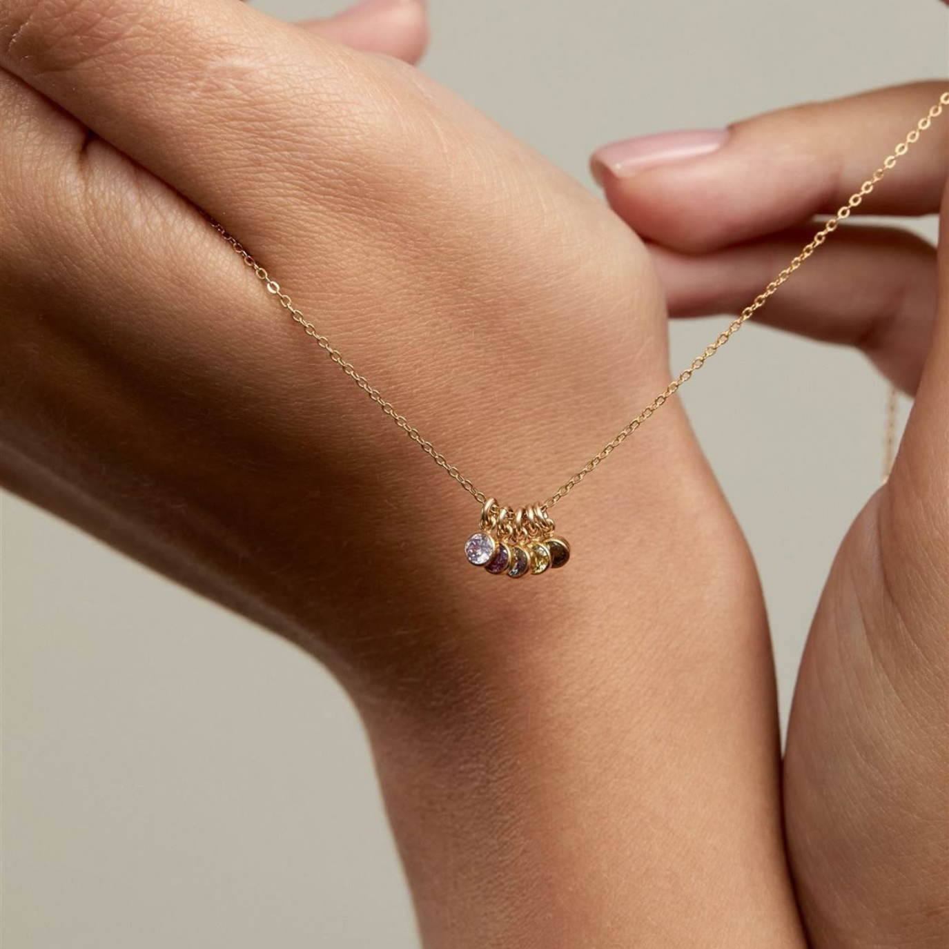 Birthstone multiple dangle necklace