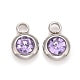 Birthstone charms - Silver Stainless Steel Diamanté
