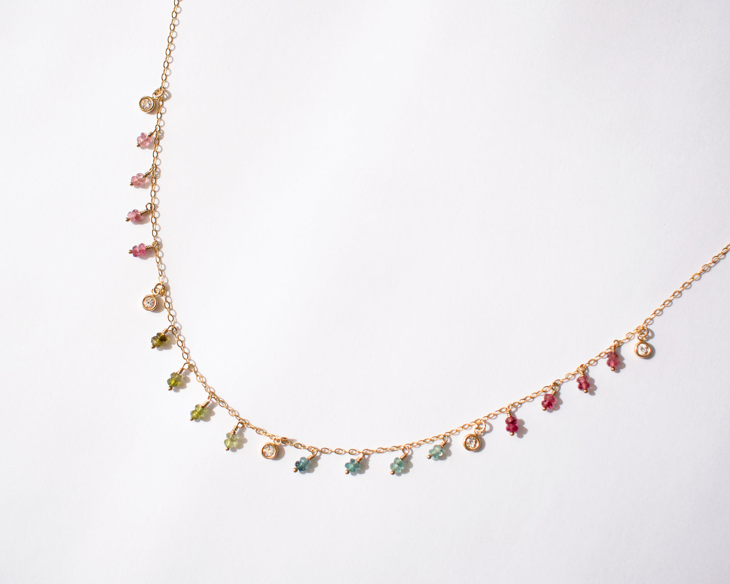 Watermelon Tourmaline and Diamanté Necklace
