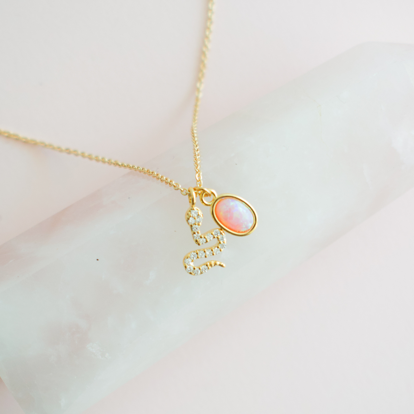 Opal and snake necklace