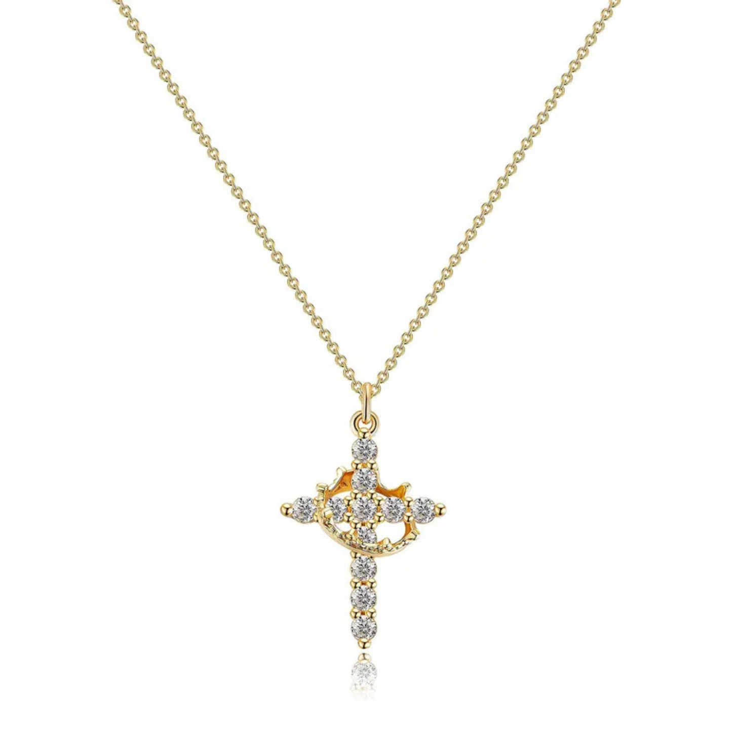Cross with crown necklace