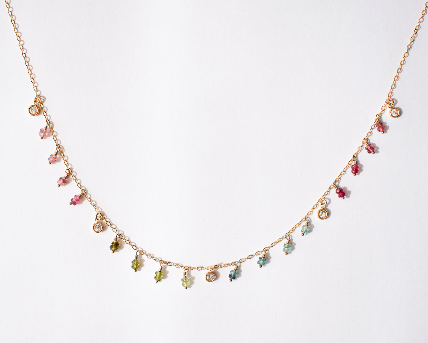 Watermelon Tourmaline and Diamanté Necklace