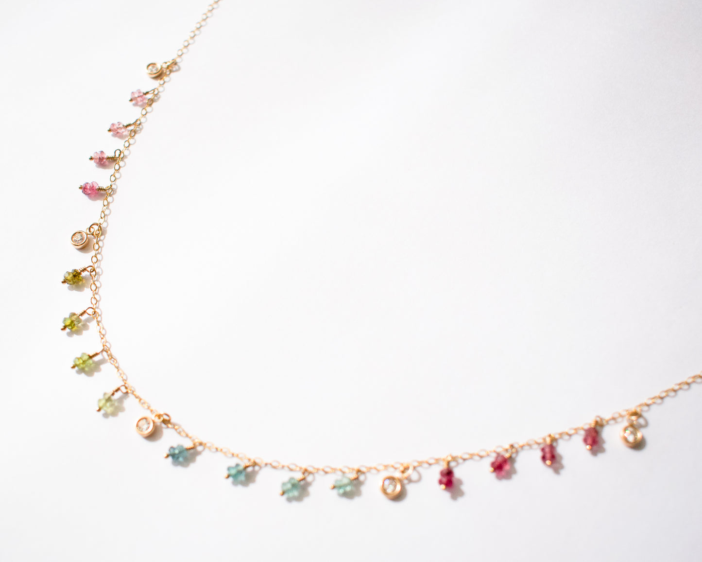 Watermelon Tourmaline and Diamanté Necklace