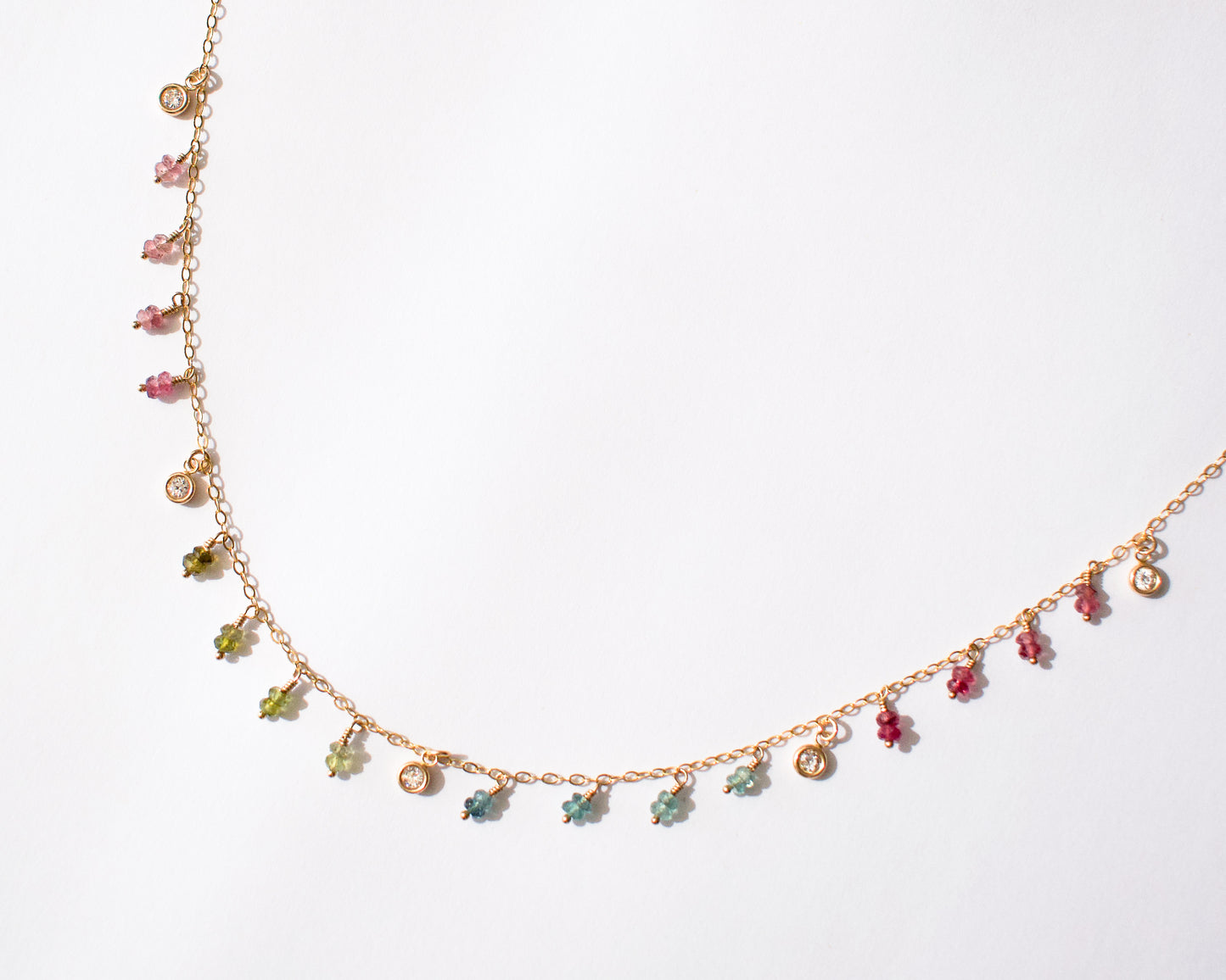 Watermelon Tourmaline and Diamanté Necklace