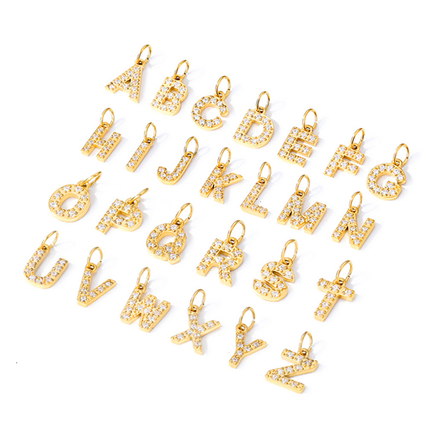 Diamante initial charms - Gold Threader