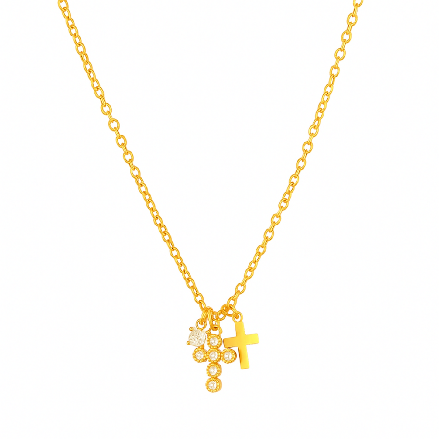Double cross with diamanté necklace
