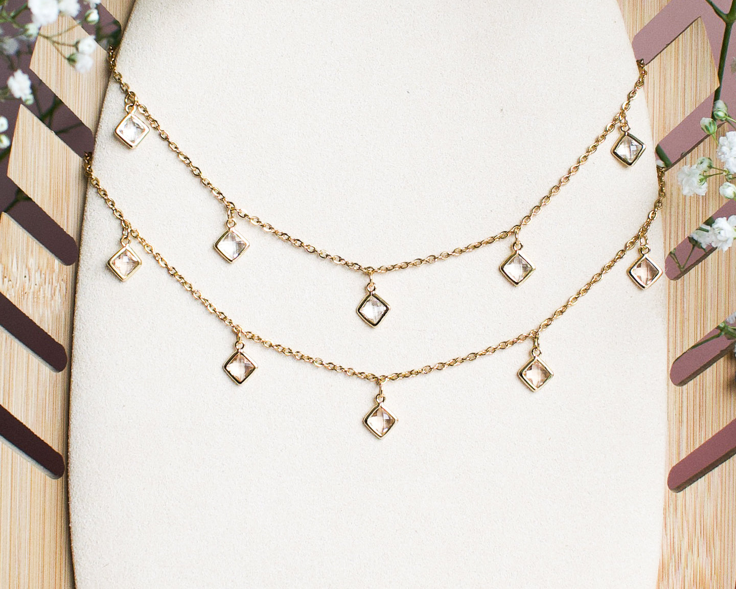 Opal bezel necklace