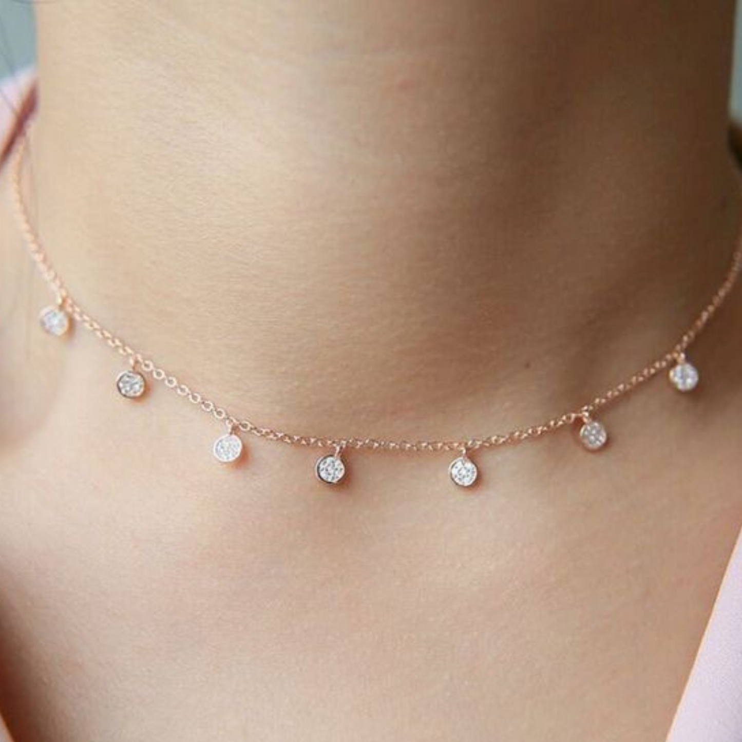 Diamanté disc necklace