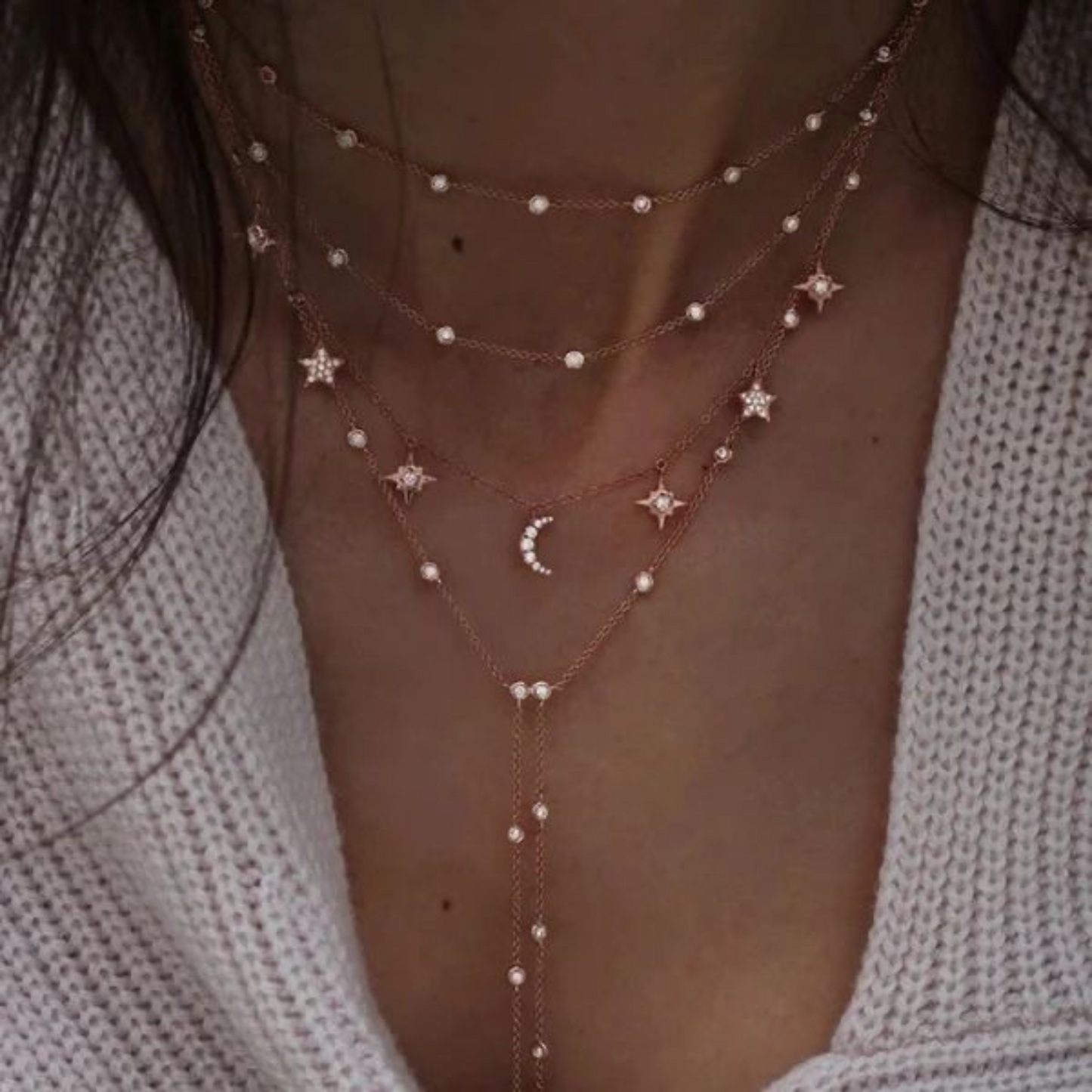 Moon and stars necklace