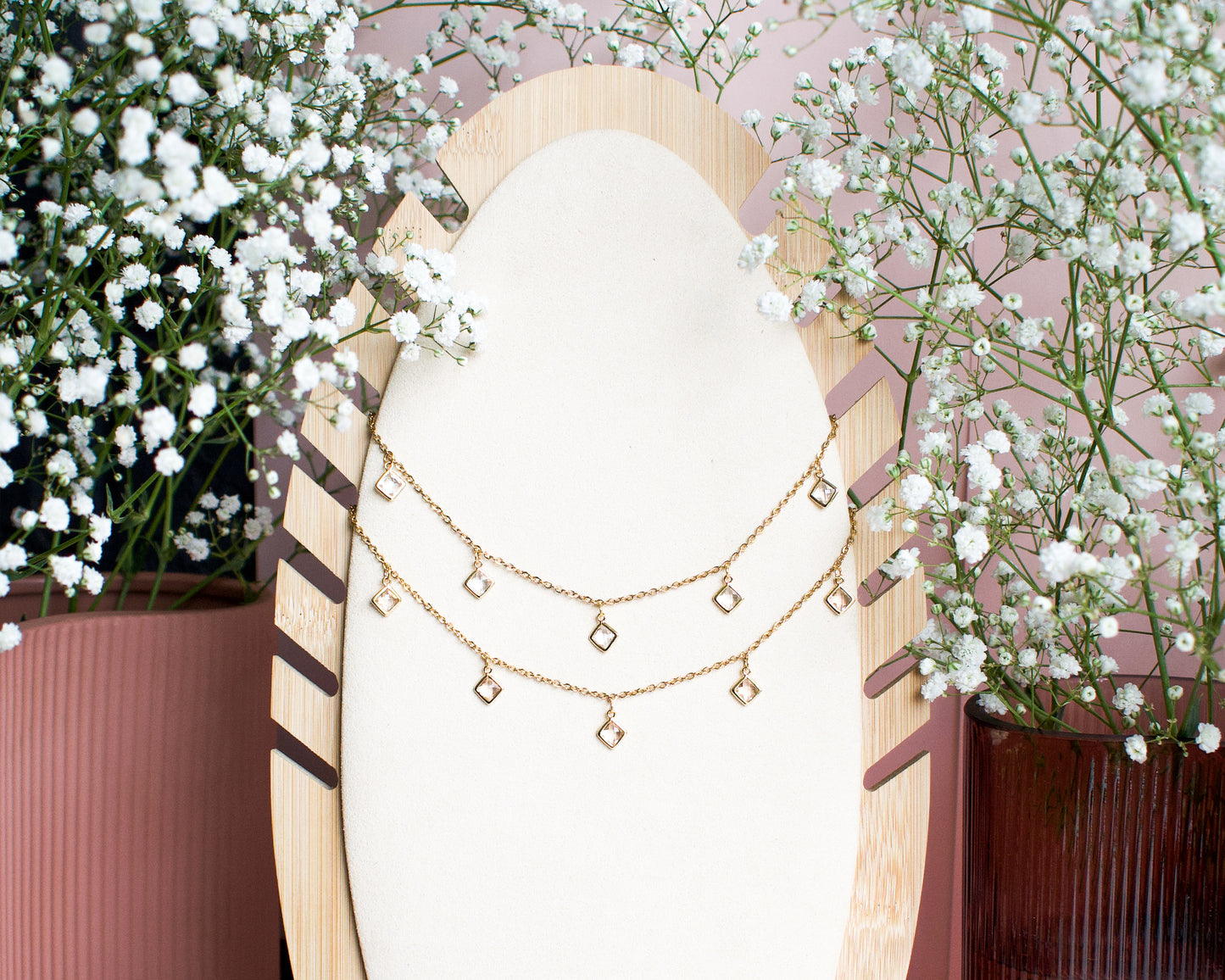 Opal bezel necklace