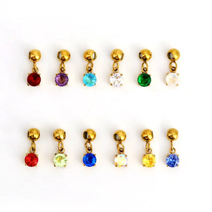Birthstone charms - Gold Threader Stainless Steel Diamanté
