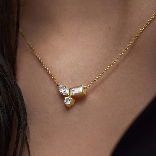 Diamanté cluster necklace