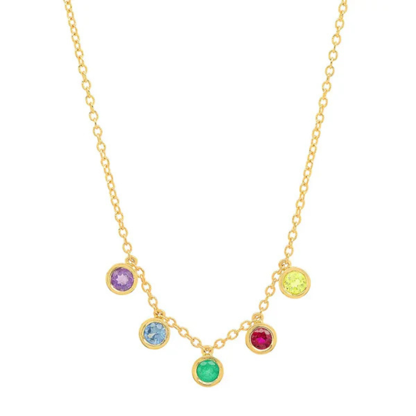 Multiple birthstone fixed necklace
