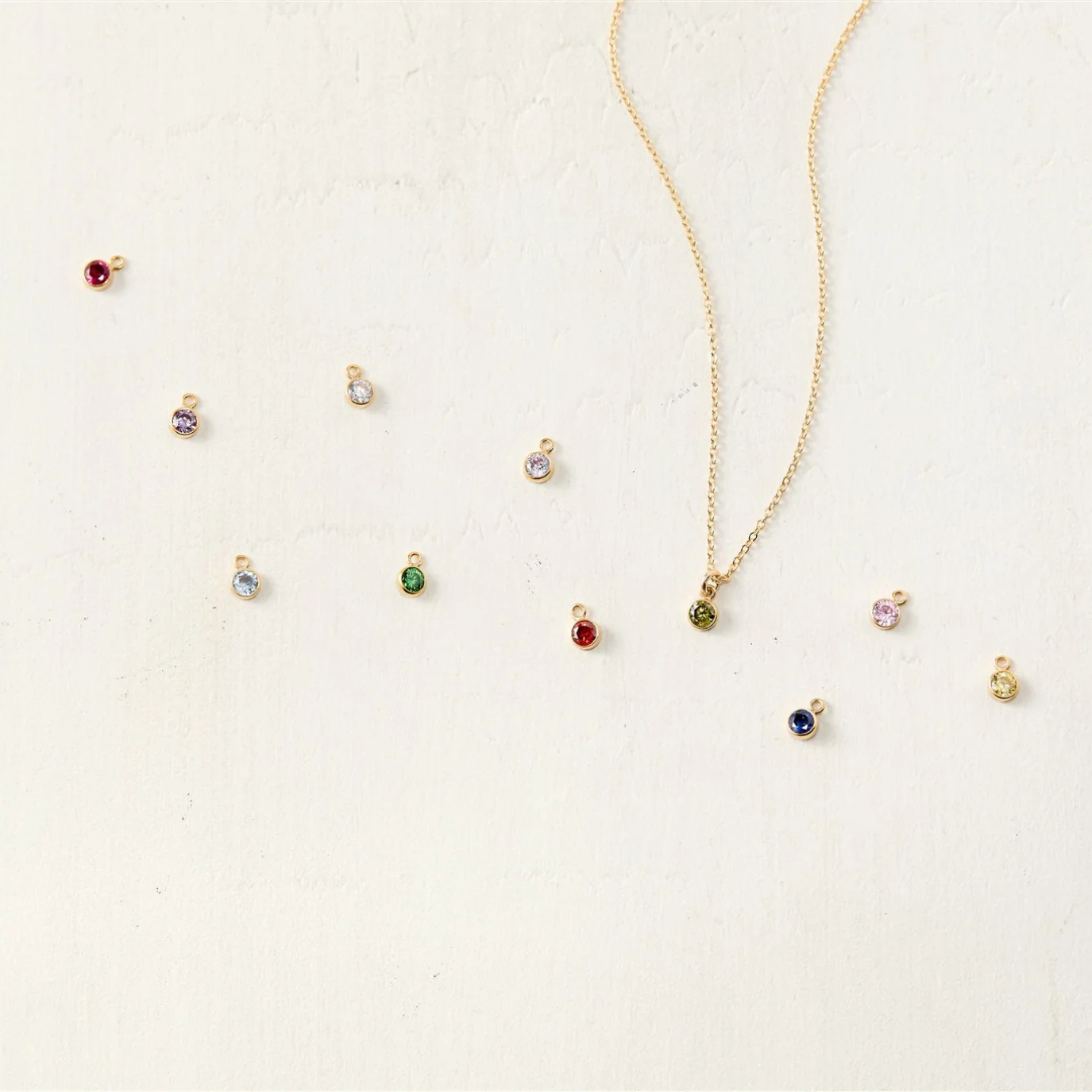 Birthstone multiple dangle necklace