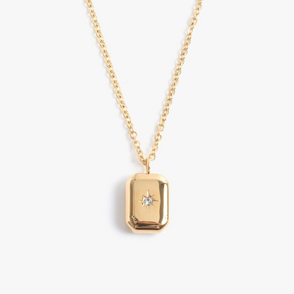 Northstar rectangle or teardrop pendant necklace