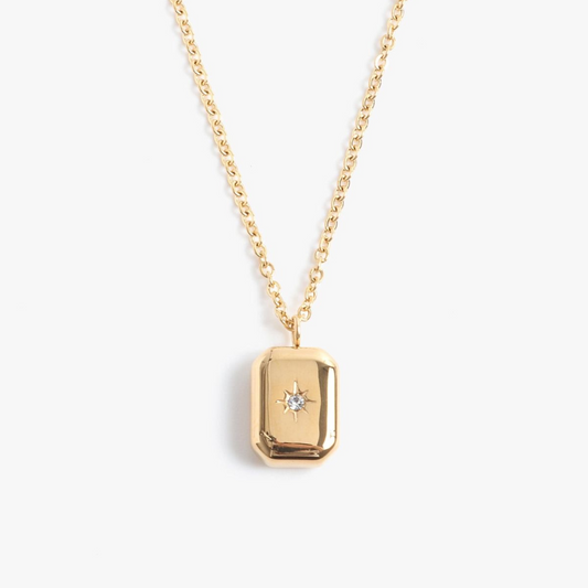Northstar rectangle or teardrop pendant necklace