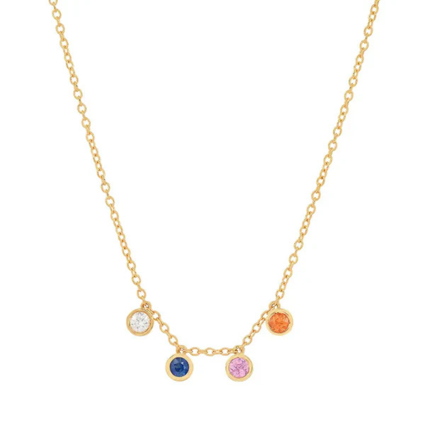 Multiple birthstone fixed necklace