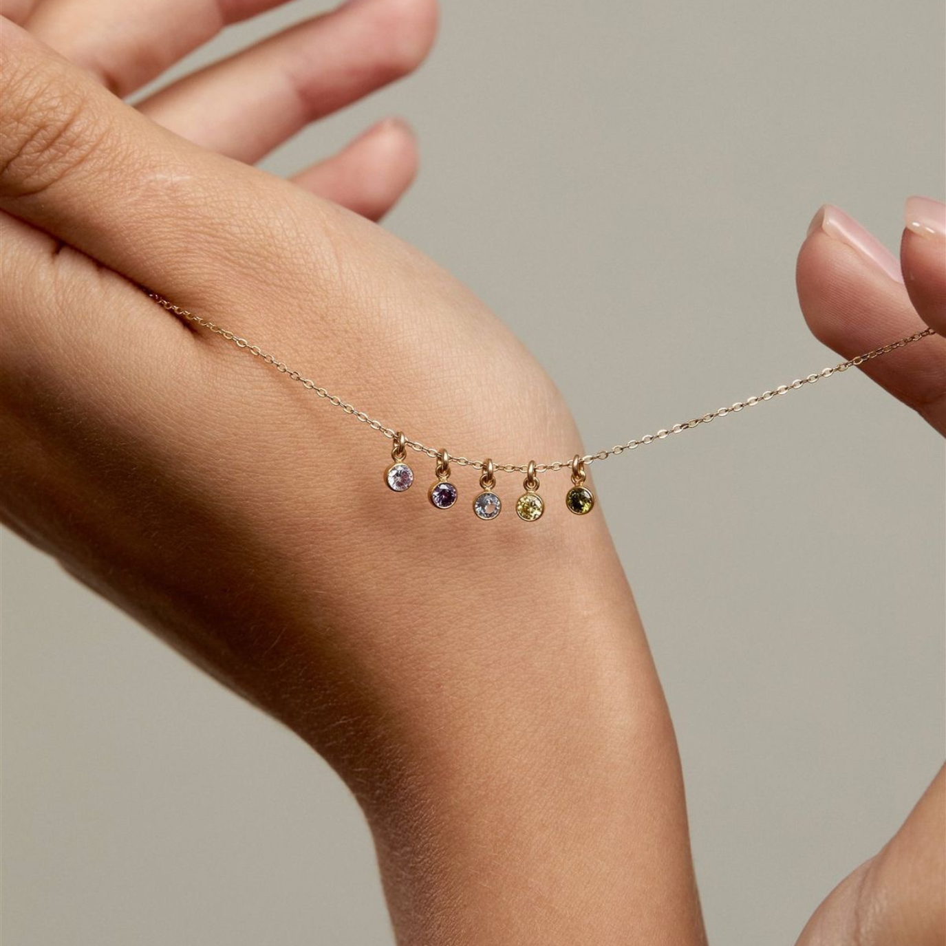 Birthstone multiple dangle necklace