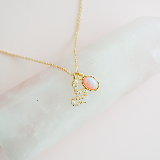 Opal and snake necklace