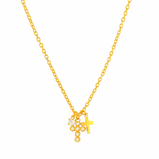 Double cross with diamanté necklace