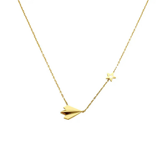 Paper aeroplane and star necklace